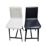 Pair of Modern Bar Stools – Black & White Padded Seats, Black Legs