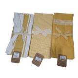 Aroma Cafe Kitchen Towels - 3 Sets of 3, Yellow & White 100% Cotton Towels