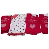 Valentine Kitchen Towel Lot - Opalhouse Heart Towels, Red Dish Towels