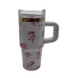 Lot Of 2 Tumblers With Handles Floral Design