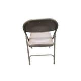 4 Uline H-2522 Padded Folding Chairs - Tan Vinyl Seat and Back
