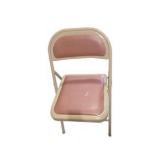 2 Vintage Krueger Folding Chairs - Nationwide Housing Corp Pink and Beige Metal Chairs