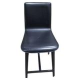 Pair of Modern Bar Stools – Black & White Padded Seats, Black Legs