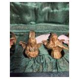 Brass Angel Napkin Rings & Candle Snuffer Sets in Green Cases