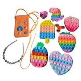 Kids Pop-It Fidget Toys, Orange Crossbody Pouch, Toy Watch & Pearl Headband Lot