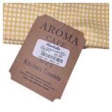 Aroma Cafe Kitchen Towels - 3 Sets of 3, Yellow & White 100% Cotton Towels