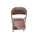 2 Vintage Krueger Folding Chairs - Nationwide Housing Corp Pink and Beige Metal Chairs