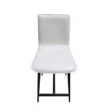 Pair of Modern Bar Stools – Black & White Padded Seats, Black Legs