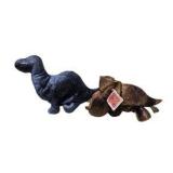 Earthzone Dinosaur Plush Lot - Blue & Brown Metallic Triceratops Style Toys