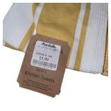 Aroma Cafe Kitchen Towels - 3 Sets of 3, Yellow & White 100% Cotton Towels