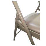 4 Uline H-2522 Padded Folding Chairs - Tan Vinyl Seats and Backs