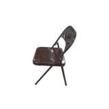 6 Brown Metal Folding Chairs With Rolling Storage Cart