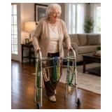 Medline Folding Walker With Wheels and Beaded Necklaces