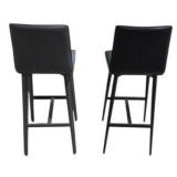 Pair of Room & Board Hirsch Bar Stools – Grey & Black, 42” Tall