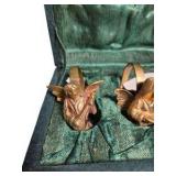 Brass Angel Napkin Rings & Candle Snuffer Sets in Green Cases