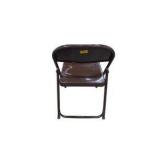 6 Brown Metal Folding Chairs With Rolling Storage Cart