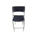 Set of 3 Calligaris Black Padded Bar Stools w/ Silver Metal Frames