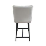 Pair of Modern Bar Stools – Black & White Padded Seats, Black Legs