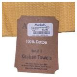 Aroma Cafe Kitchen Towels - 3 Sets of 3, Yellow & White 100% Cotton Towels