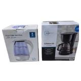 Aigostar Electric Kettle & Mainstays 5-Cup Coffee Maker - Boxed Kitchen Appliance Lot
