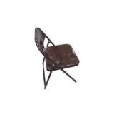 6 Brown Metal Folding Chairs With Rolling Storage Cart