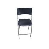 Set of 3 Calligaris Black Padded Bar Stools w/ Silver Metal Frames