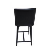 Pair of Modern Bar Stools – Black & White Padded Seats, Black Legs