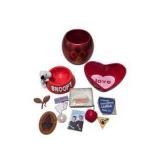 Assorted Décor & Collectibles Lot - Snoopy Dish, Disney Patch, Lilly Pulitzer Wallet, Heart Bowl & More