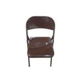 6 Brown Metal Folding Chairs With Rolling Storage Cart