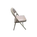 4 Uline H-2522 Padded Folding Chairs - Tan Vinyl Seat and Back