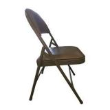 4 Uline H-2522 Padded Folding Chairs - Tan Vinyl Seat and Back