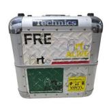 Technics Stickered Aluminum-Style DJ Record Case w/ Assorted Vinyl Records