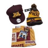 NCAA Minnesota Gophers Fan Apparel Lot Strap Back Winter Hat And Face Wrap