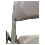 4 Uline H-2522 Padded Folding Chairs - Tan Vinyl Seat and Back