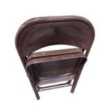6 Brown Metal Folding Chairs With Rolling Storage Cart