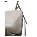 4 Uline H-2522 Padded Folding Chairs - Tan Vinyl Seat and Back
