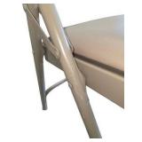 4 Uline H-2522 Padded Folding Chairs - Tan Vinyl Seat and Back