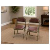 2 Vintage Krueger Folding Chairs - Nationwide Housing Corp Pink and Beige Metal Chairs