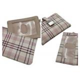 Lot - Safe Keeper Wallet And Coin Purse Small Pink White Tan Plaid Snap And Zip