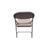 4 Uline H-2522 Padded Folding Chairs - Tan Vinyl Seats and Backs
