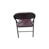 6 Brown Metal Folding Chairs With Rolling Storage Cart