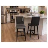 Pair of Room & Board Hirsch Bar Stools – Grey & Black, 42” Tall