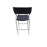 Set of 3 Calligaris Black Padded Bar Stools w/ Silver Metal Frames