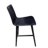 Pair of Modern Bar Stools – Black & White Padded Seats, Black Legs