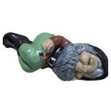 Ceramic Garden Gnome Decor Lot - Standing Watering Can Gnome & Sleeping Gnome