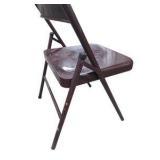 6 Brown Metal Folding Chairs With Rolling Storage Cart