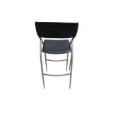 Set of 3 Calligaris Black Padded Bar Stools w/ Silver Metal Frames