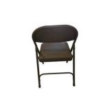 4 Uline H-2522 Padded Folding Chairs - Tan Vinyl Seat and Back