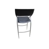 Set of 3 Calligaris Black Padded Bar Stools w/ Silver Metal Frames