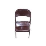 6 Brown Metal Folding Chairs With Rolling Storage Cart